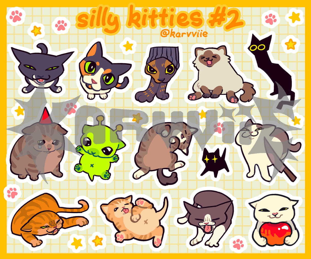 sticker sheet - silly kitties 2